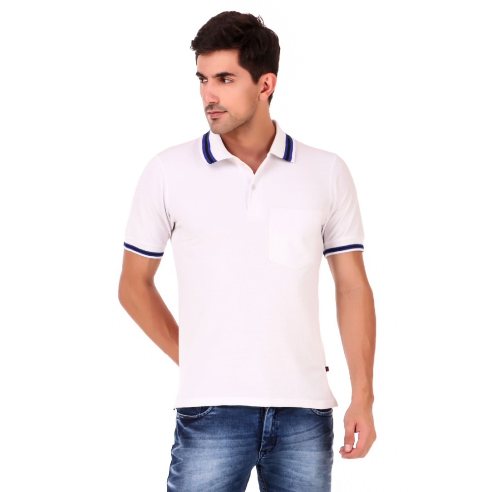 Dropship Men's Cotton Blend Half Sleeve Polo Tshirt (White)