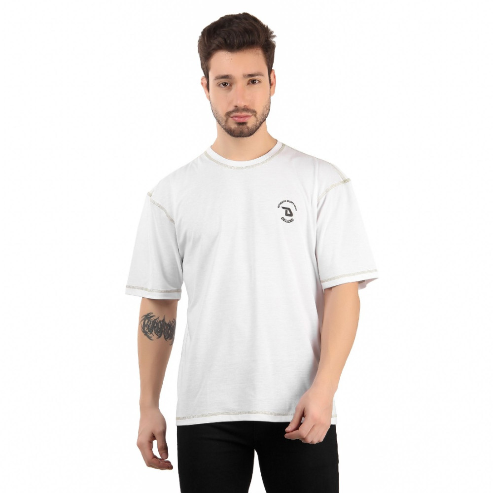 Dropship Men's Cotton Blend Half Sleeve Tshirt (White)