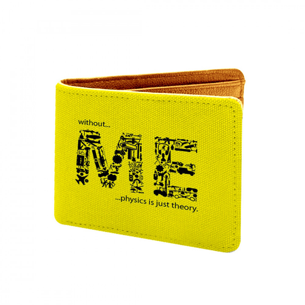 Dropship Without Me Design Yellow  Canvas, Artificial Leather Wallet