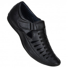 Dropship Men Black Color Leatherette Material  Casual Sandals