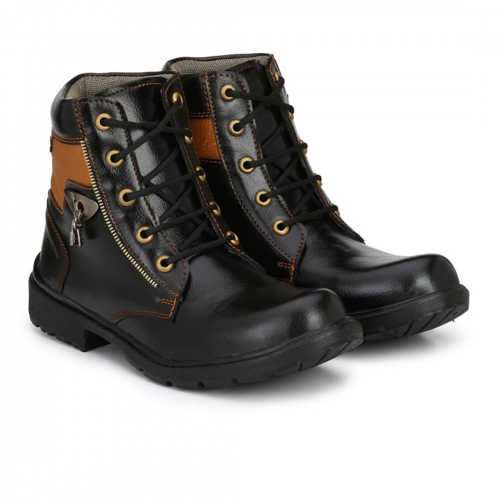 Dropship Men Black,Tan Brown Color Leatherette Material  Casual Long Boots