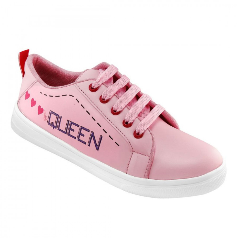 Dropship Women Pink Color Leatherette Material  Casual Sneakers