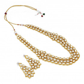 Dropship Designer Elegant Gold Plated Kundan Necklace Set with Earrings