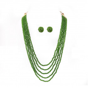 Dropship Crystal Dark Green Five Layer Necklace with Earrings Set