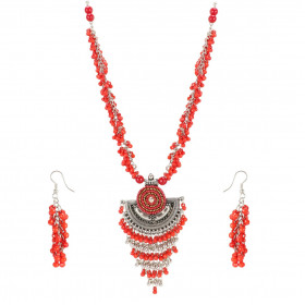 Dropship Designer Afgani German Silver Oxidized Necklace Set with Earrings