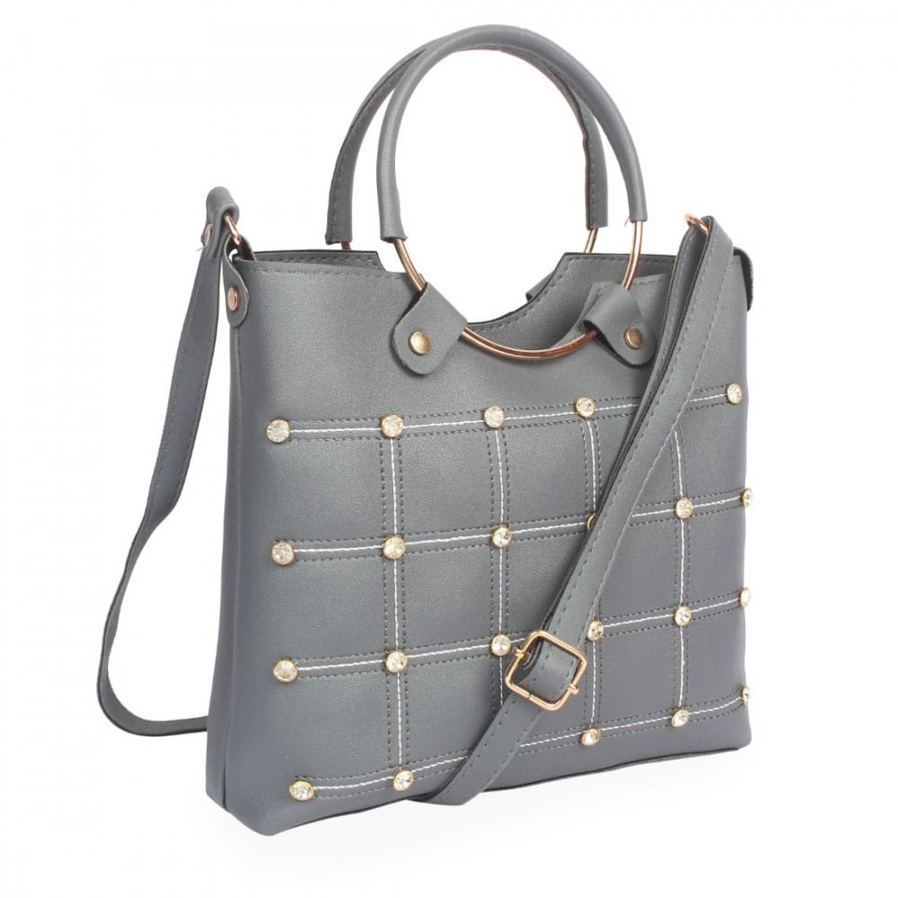 Dropship Women's Faux Synthetic Leather Satchel Bag (Grey)