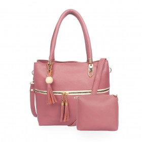 Dropship Women's Faux Synthetic Leather Satchel Bag (Pink)