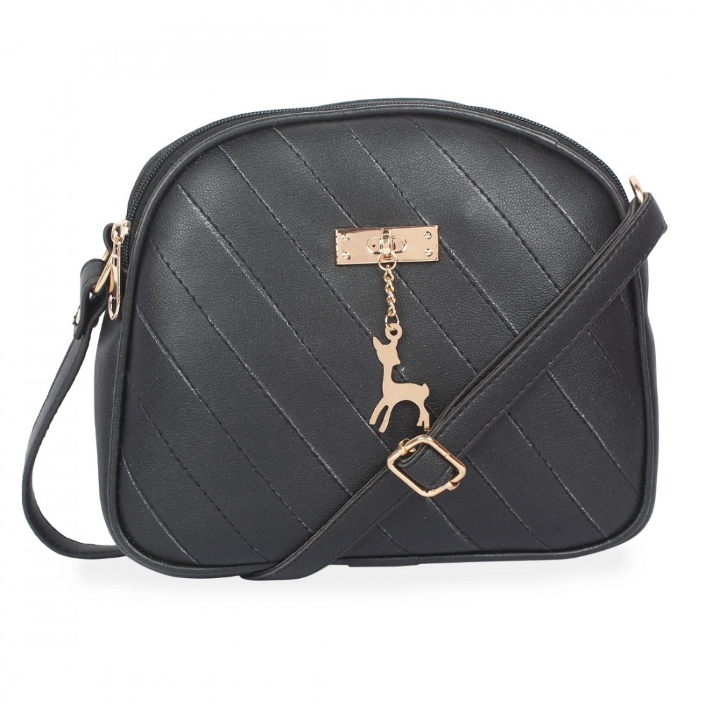 Dropship Women's Faux Synthetic Leather Satchel Bag (Black)