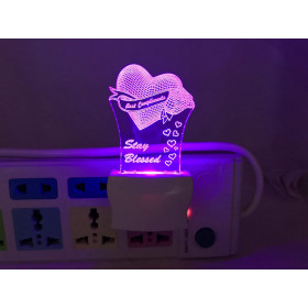 Dropship Multicolor Heart With Stay Blessed Writing Night Lamp (Screwless)