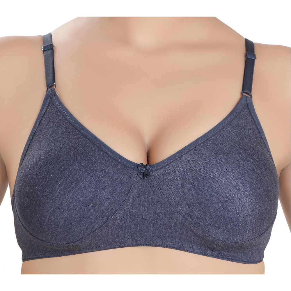 Dropship Daily Bra Non Padded Wire Free High Coverage Moulded Cup-Navy Blue