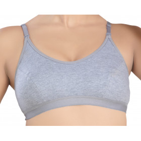 Dropship Sports Bra Fixed Strap Non Padded Wire Free Full Coverage-Grey