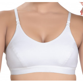 Dropship Sports Bra Fixed Strap Non Padded Wire Free Full Coverage-White