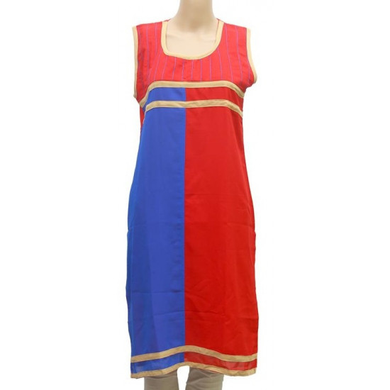 Dropship Womens Synthetic Straight Kurti (Red, Blue, M)