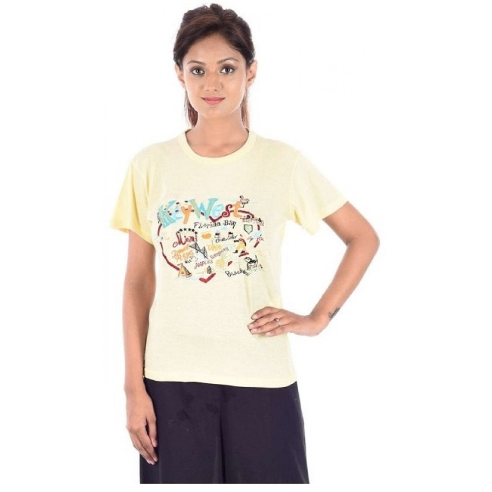 Dropship Womens Banian Western Medium T-shirt (Light Yellow, S)